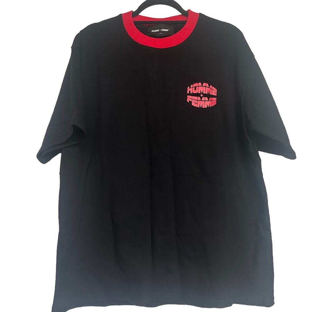 Homme + Femme Black Red Logo Tee Size Large NWOT